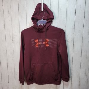 Under Armour Cold Gear Hoodie Men's Size Medium Maroon Pullover Sweatshirt Logo.